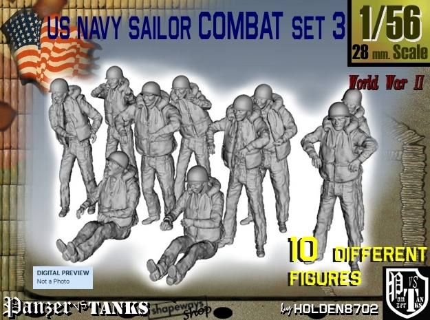 1-56 US Navy Sailors Combat SET 3 in Tan Fine Detail Plastic