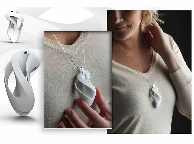 Pierced & Twisted Pendant Variant - 02 in White Natural Versatile Plastic