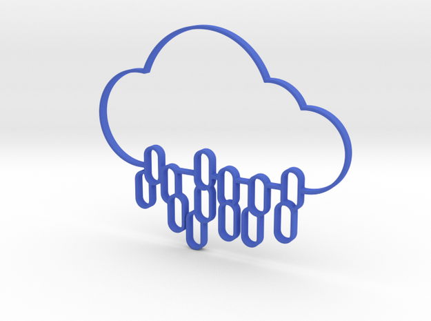 Rain Cloud Icon 3D in Blue Processed Versatile Plastic