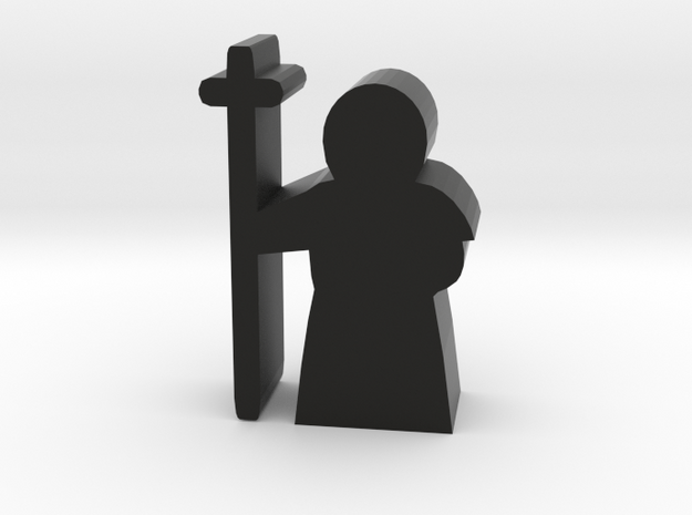 Game Piece, Priest with cross in Black Natural Versatile Plastic