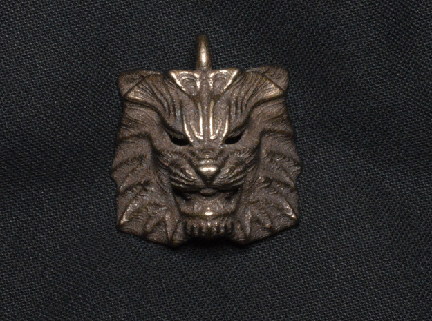 Lion Pendant in Polished Bronzed Silver Steel