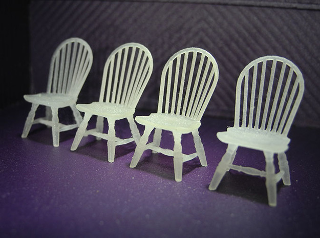 1:48 Hoop Back Windsor Chairs in Smooth Fine Detail Plastic
