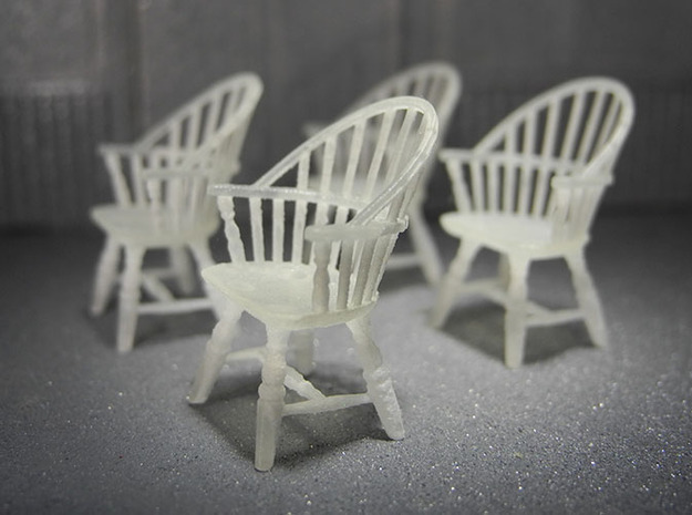 1:48 Sack Back Windsor Chairs in Tan Fine Detail Plastic
