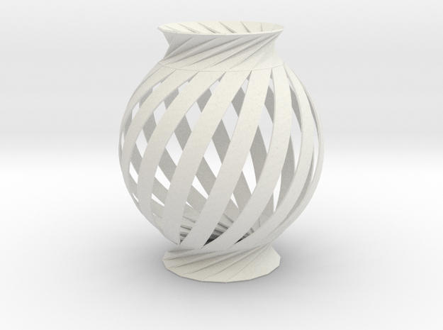 Lamp Ball Twist Spiral Small Scale in White Natural Versatile Plastic