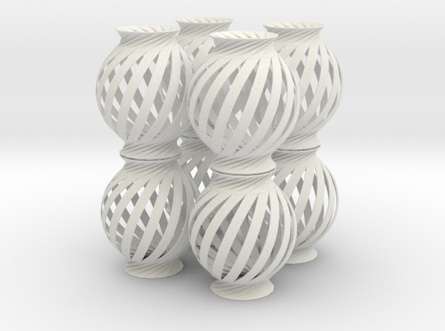 Lamp Ball Twist Spiral 8 Small Scale in White Natural Versatile Plastic