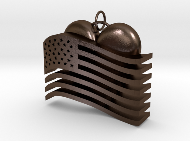 Heart Flag Pendant in Polished Bronze Steel