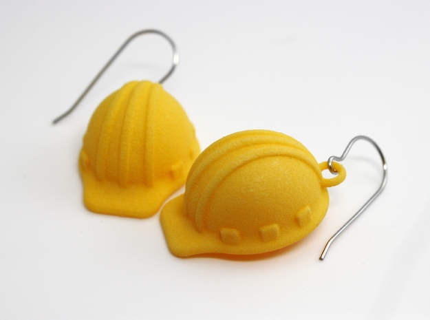 Hard Hat Earrings in Yellow Processed Versatile Plastic