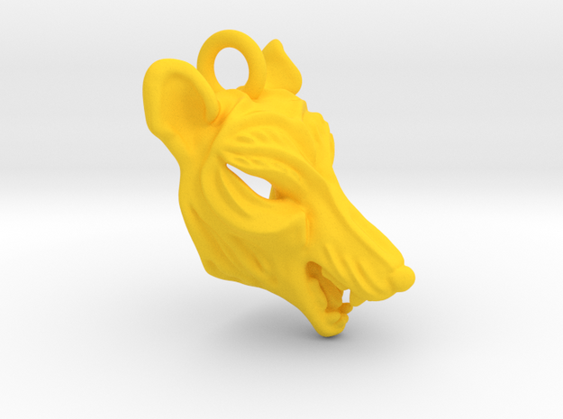 Plastic Thylacine Small Pendant in Yellow Processed Versatile Plastic