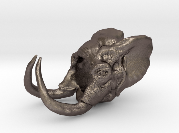 Elephant Size 9 in Polished Bronzed Silver Steel