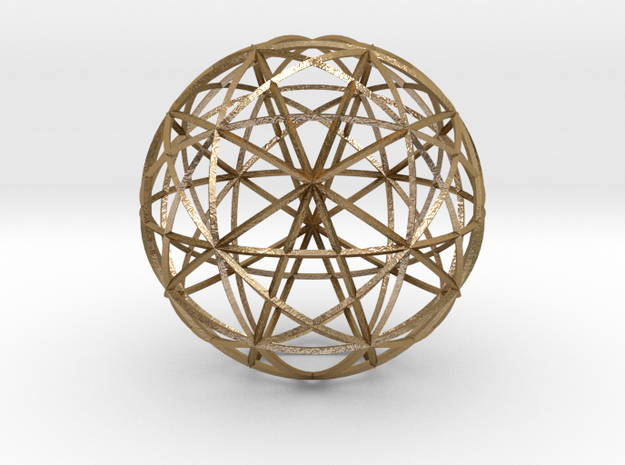 Icosahedron symmetry circles 16 in Polished Gold Steel