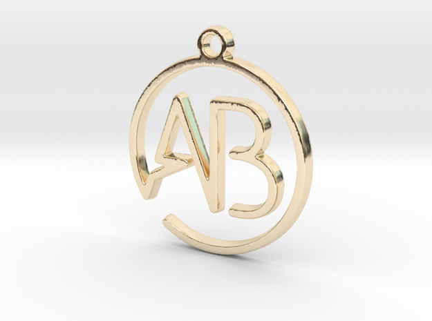 A & B Monogram Pendant in 14k Gold Plated Brass
