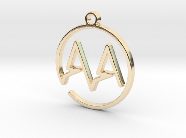A & A Monogram Pendant in 14k Gold Plated Brass