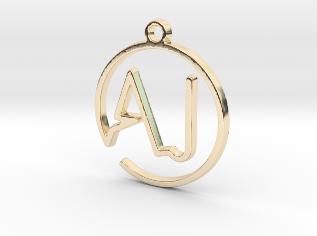 A & J Monogram Pendant in 14k Gold Plated Brass