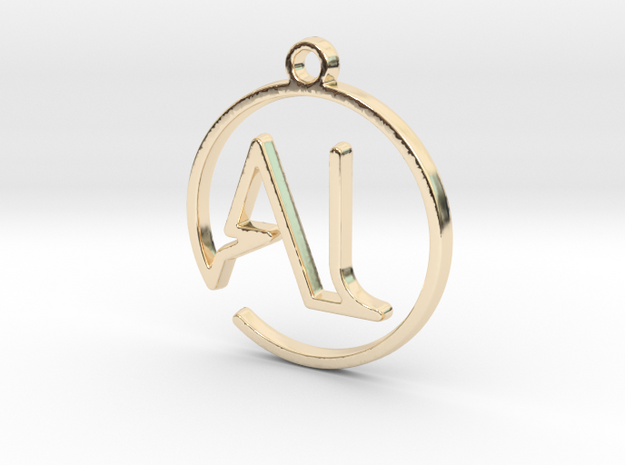 A & L Monogram Pendant in 14k Gold Plated Brass