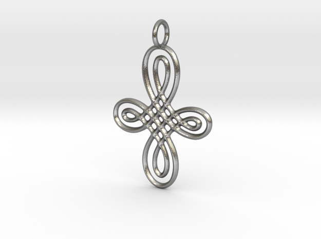 Celtic Round Cross Pendant in Natural Silver