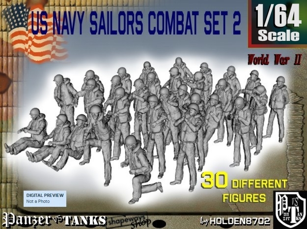 1/64 US Navy Sailors Combat SET 2 in Tan Fine Detail Plastic