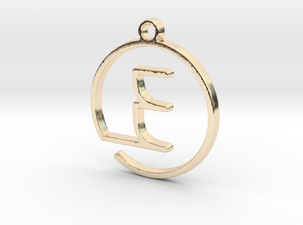 "E continuous line" Monogram Pendant in 14k Gold Plated Brass