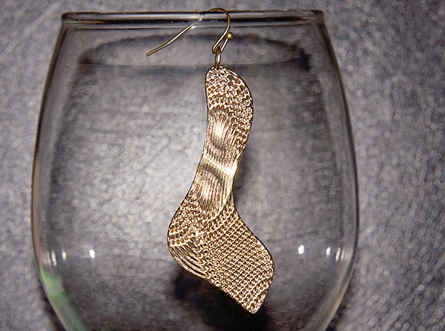 Texture Earring #3 in Natural Brass