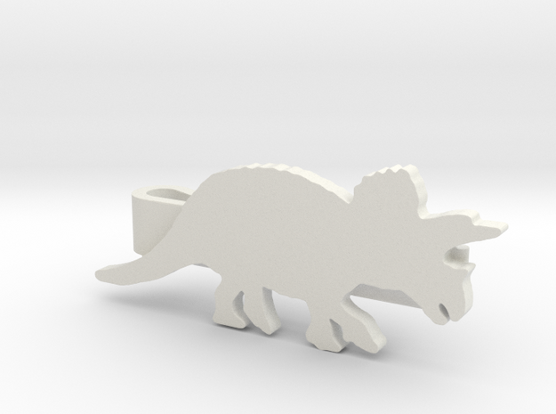 Triceratops Tie Clip in White Natural Versatile Plastic