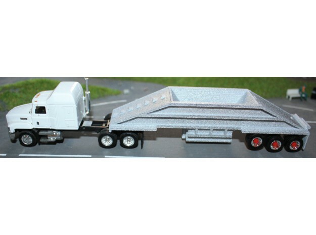 000401-3a Bottom dump trailer HO in White Natural Versatile Plastic: 1:87 - HO