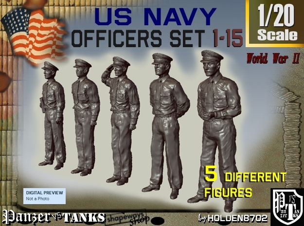 1-20 USN Officers Set1-15 in White Natural Versatile Plastic