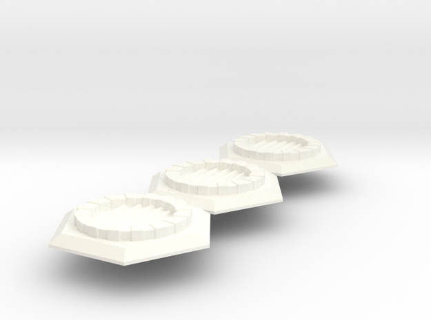 Fantasy Sewer Grate Hex x3 Batch in White Processed Versatile Plastic