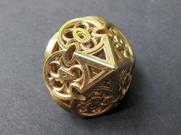 Gothic Rosette d10 in Natural Brass