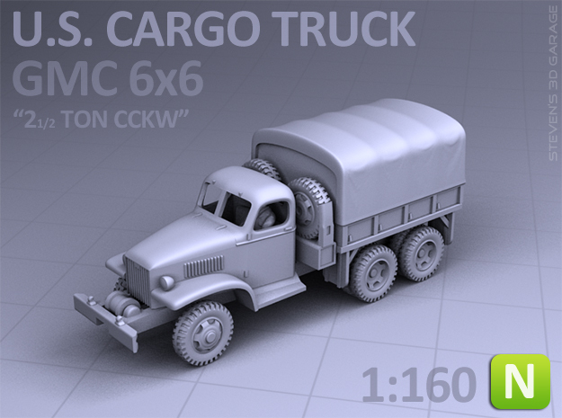 CARGO TRUCK - GMC CCKW 6x6 (N scale) in Tan Fine Detail Plastic