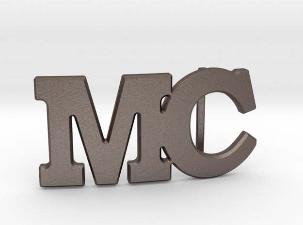 Custom Monogram Belt Buckle - MC in Polished Bronzed Silver Steel