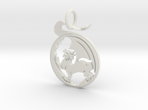 Dragon  Pendant and Keychain in White Natural Versatile Plastic