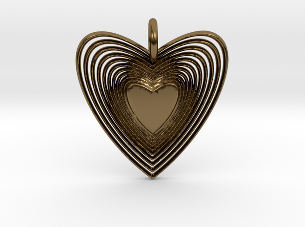 Pendant of Heart (No.2) in Polished Bronze
