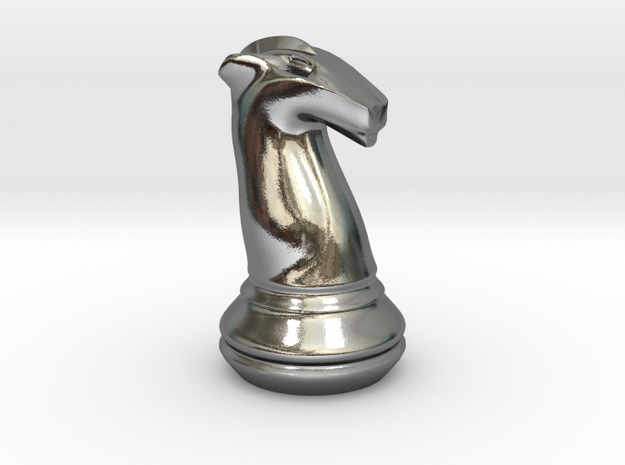 Chess Set Knight in Polished Silver