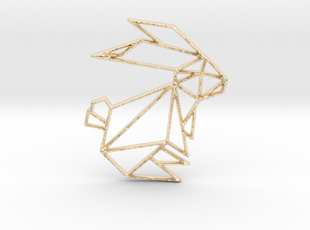 Origami Rabbit in 14k Gold Plated Brass