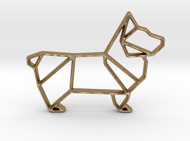Origami Dog Pendant No.1  in Polished Gold Steel