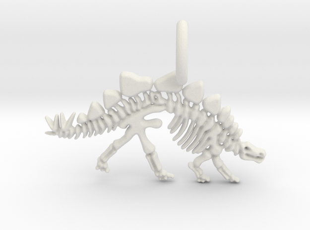 Stegosaurus Skeleton Pendant in White Natural Versatile Plastic