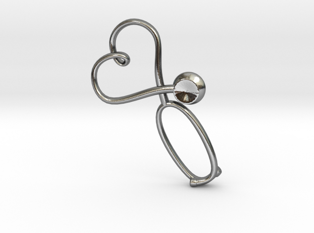 Stethoscope Heart Pendant in Polished Silver
