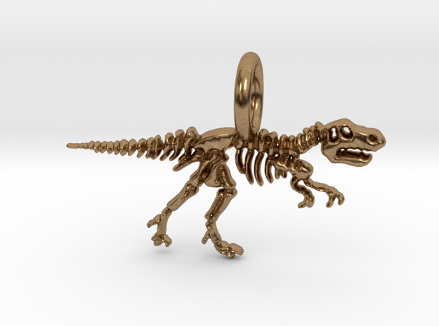 Tyrannosaurus Skeleton Pendant in Natural Brass