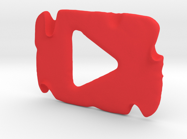 Destroyed YouTube Play Button in Red Processed Versatile Plastic