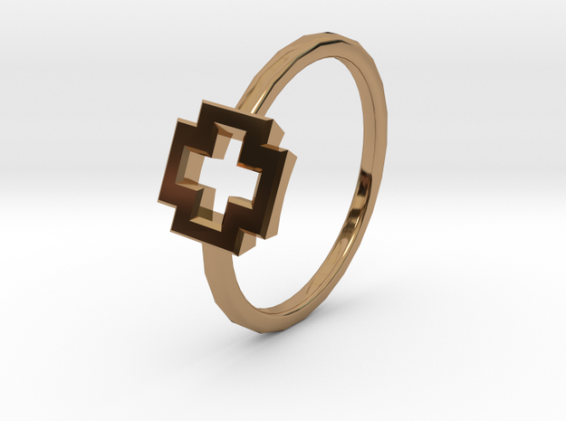 Dainty Plus Ring in Polished Brass