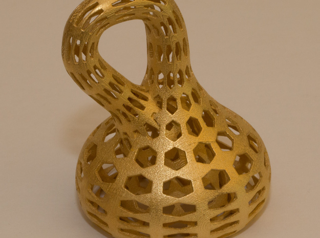 Klein Bottle in Polished Bronze Steel