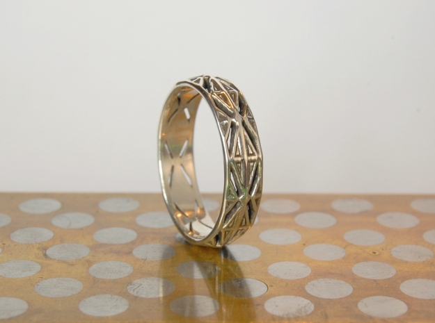 Cut Facets Ring Sz. 7 in Polished Silver