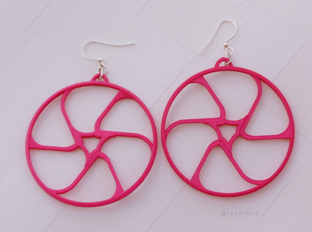 Triad Earring/Pendant in Pink Processed Versatile Plastic