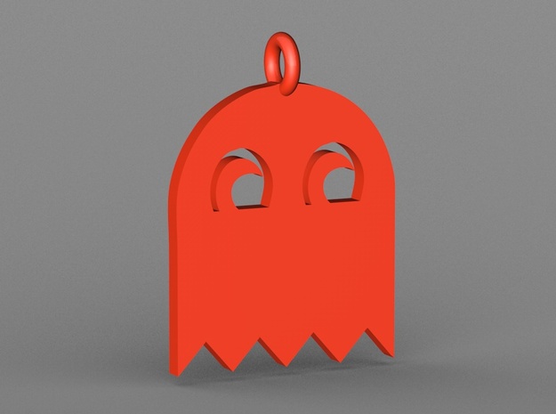 PacMan Ghost Pendant in Red Processed Versatile Plastic