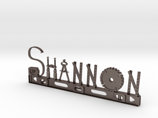 Shannon Nametag in Polished Bronzed Silver Steel