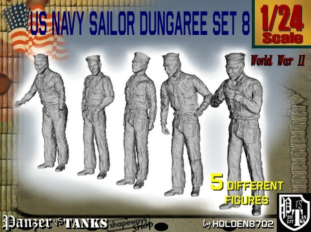1/24 US Navy Sailor Set 8 in White Natural Versatile Plastic