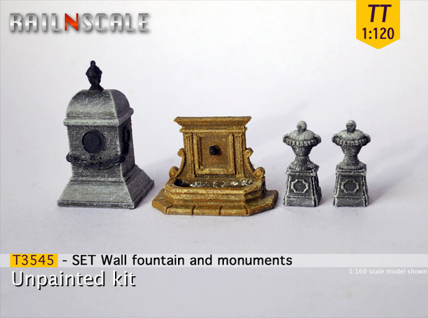 SET Wall fountain with monuments (TT 1:120) in Tan Fine Detail Plastic