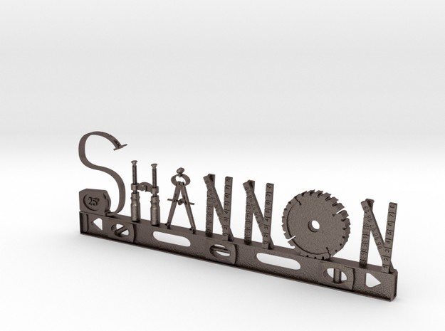 Shannon Nametag With Posts in Polished Bronzed Silver Steel