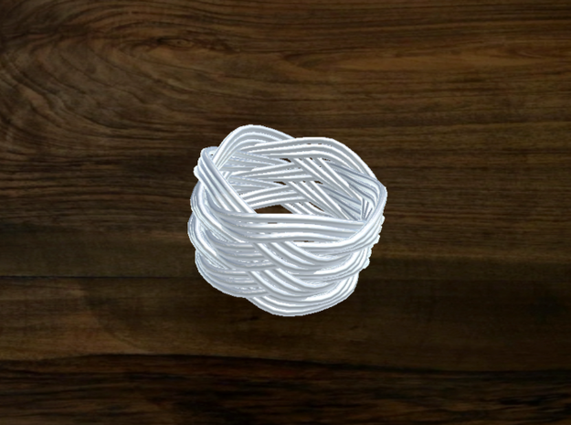 Turk's Head Knot Ring 6 Part X 5 Bight - Size 7 in White Natural Versatile Plastic