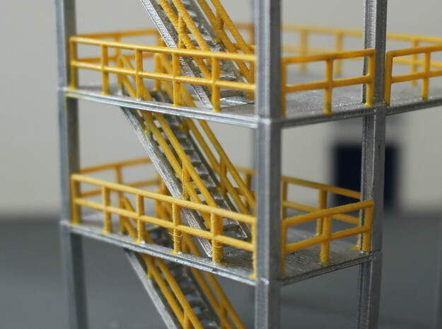 N Scale 3x Refinery Stairs (modular) in Tan Fine Detail Plastic