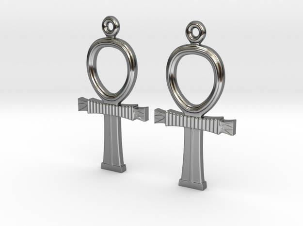 Ankh EarRings - Pair - Precious Metal in Fine Detail Polished Silver